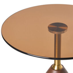Beliani Side Table Wallis Tempered Glass Brown - thumbnail 4