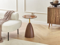 Beliani Side Table Wallis Tempered Glass Brown - thumbnail 2