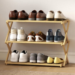 Homcom 3-Tier Bamboo Shoe Rack, Folding Shoe Shelf, Holds Up To 9 Pairs - thumbnail 9