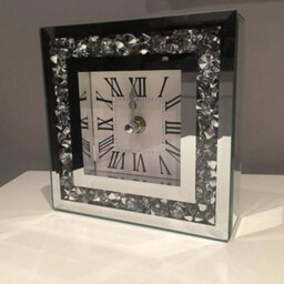 Biznest Table Clock Diamante Glass Clock Home Living Room Decoration (15Cm X 15Cm)