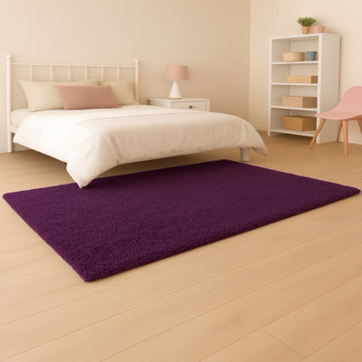 Uetian Modern Purple Shaggy Area Rug Plush Soft Carpet For Bedroom Living Room & Home Decor (Purple 120X170) - image 1