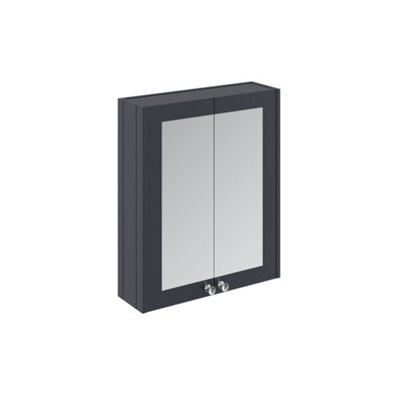 Balterley Traditional Bathroom Wall Mounted 2 Soft-Close Doors Mirror Cabinet With 1 Shelf Storage, Dark Grey, 715 X 600 X 182mm - image 1