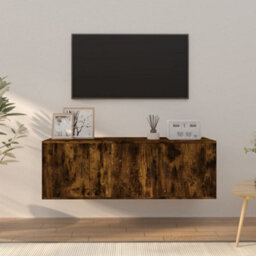Berkfield 2 Piece Tv Cabinet Set Smoked Oak Engineered Wood - thumbnail 1