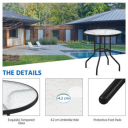 Yaheetech Black Round Outdoor Coffee Table With Umbrella Hole - thumbnail 7