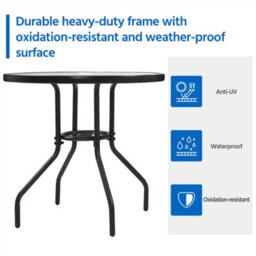 Yaheetech Black Round Outdoor Coffee Table With Umbrella Hole - thumbnail 5