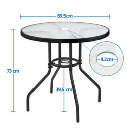 Yaheetech Black Round Outdoor Coffee Table With Umbrella Hole - thumbnail 3