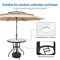Yaheetech Black Round Outdoor Coffee Table With Umbrella Hole - thumbnail 6