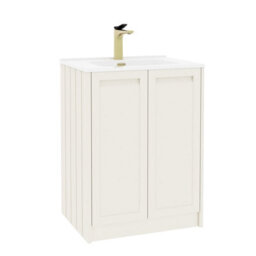 Royal Bathrooms Elmore 600mm Traditional Floor Standing 2 Door Bathroom Vanity Unit With Ceramic Basin Sink - Classic White - thumbnail 6