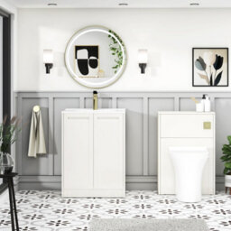 Royal Bathrooms Elmore 600mm Traditional Floor Standing 2 Door Bathroom Vanity Unit With Ceramic Basin Sink - Classic White - thumbnail 4