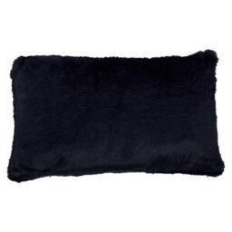 Orsina Navy Blue Faux Fur Rectangular Cushion, Soft Plush Feather Filled Sofa Cushion, Faux Back Luxury Cushion - thumbnail 2