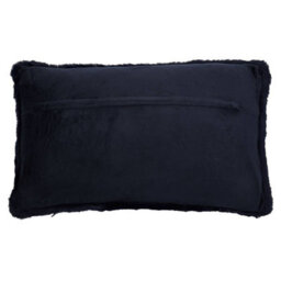 Orsina Navy Blue Faux Fur Rectangular Cushion, Soft Plush Feather Filled Sofa Cushion, Faux Back Luxury Cushion - thumbnail 3
