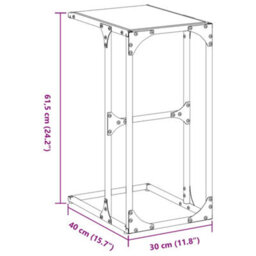 Berkfield Side Table With Transparent Glass 40X30X61.5 Cm Steel - thumbnail 9