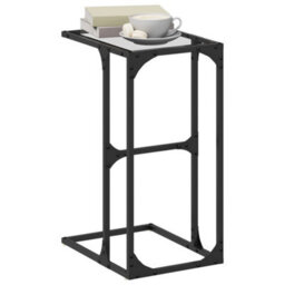 Berkfield Side Table With Transparent Glass 40X30X61.5 Cm Steel - thumbnail 3