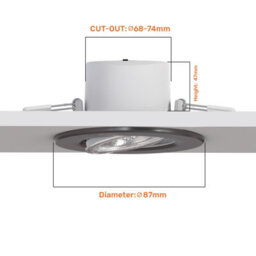 Paul Russells Led Downlight Chrome Dimmable Tilt Recessed Ceiling Spotlight 6W 570 Lumens, Ip44, Colour Changeable Cct3 - thumbnail 3