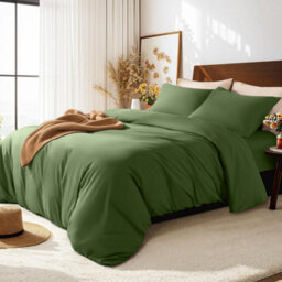 Aspire Homeware Olive Green Duvet Cover Set, Soft Microfiber & Reversible, King (L)220Cm X (W)230Cm - thumbnail 5