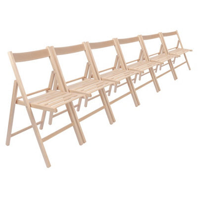 Harbour Housewares 6X Beech Wood Folding Chairs - Wooden Garden Chair Outdoor Seating Deck Seats Foldable Dining Patio Furniture - image 1