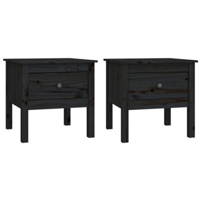 Berkfield Durable Side Tables 2 Pcs Black 50X50X49 Cm Solid Wood Pine - image 1