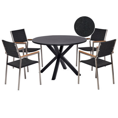 Beliani Garden Dining Set 4 Seater Maletto/grosseto Black Pe Rattan - image 1