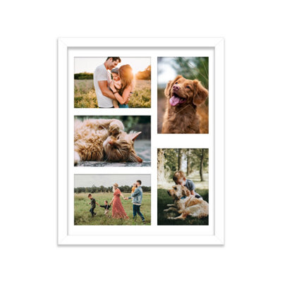 14X11 Inch 5 Opening Photo Collage Frame, Display Five 6X4 Inch Photos, Multi Aperture Family Picture Frame, White - image 1