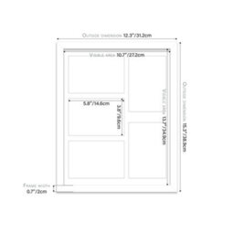 14X11 Inch 5 Opening Photo Collage Frame, Display Five 6X4 Inch Photos, Multi Aperture Family Picture Frame, White - thumbnail 4