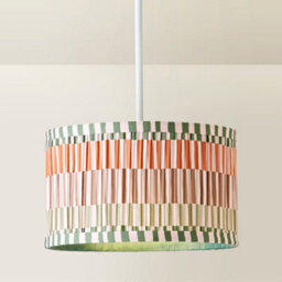 Valuelights Rae Small Stripe Natural Pleated Drum Ceiling Lamp Shade And Bulb (D)25Cm - thumbnail 4