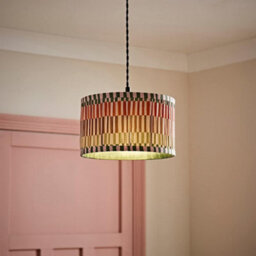 Valuelights Rae Small Stripe Natural Pleated Drum Ceiling Lamp Shade And Bulb (D)25Cm - thumbnail 2