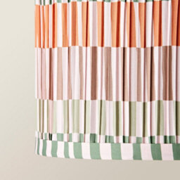 Valuelights Rae Small Stripe Natural Pleated Drum Ceiling Lamp Shade And Bulb (D)25Cm - thumbnail 5