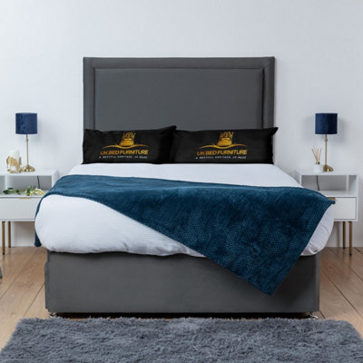 UKBEDFURNITURE Ascot Steel Plush  Divan Bed Base With 26 Inch Headboard - No Storage - image 1