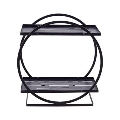 2-Tier Round Metal Shelf Freestanding Bathroom Shower Caddy - image 1