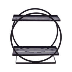 2-Tier Round Metal Shelf Freestanding Bathroom Shower Caddy - thumbnail 1