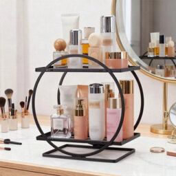 2-Tier Round Metal Shelf Freestanding Bathroom Shower Caddy - thumbnail 3