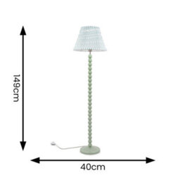 Valuelights Bobbles Sage Green Bobbin Floor Lamp With Green Arrow Pleated Shade - thumbnail 6