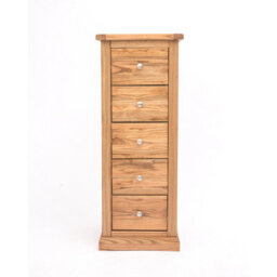 Cabinet Bits Salerno 5 Drawer Narrow Chest Of Drawers Chrome Knob - thumbnail 1