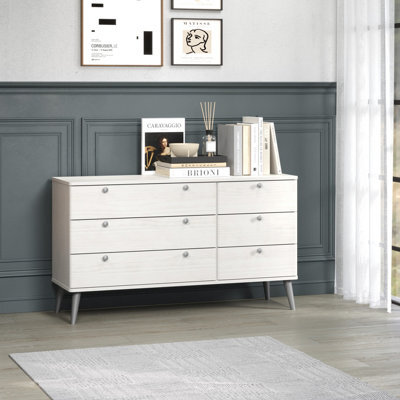 Core Products Augusta Curve 3+3 Drawer Wide Chest, White H55.2Cm X W119.3Cm X D39.5Cm - image 1