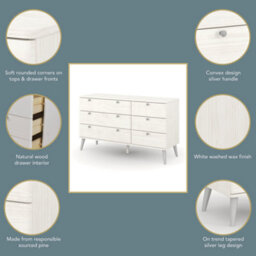 Core Products Augusta Curve 3+3 Drawer Wide Chest, White H55.2Cm X W119.3Cm X D39.5Cm - thumbnail 8