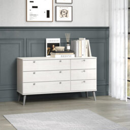 Core Products Augusta Curve 3+3 Drawer Wide Chest, White H55.2Cm X W119.3Cm X D39.5Cm - thumbnail 1