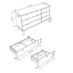 Core Products Augusta Curve 3+3 Drawer Wide Chest, White H55.2Cm X W119.3Cm X D39.5Cm - thumbnail 7