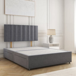 Bsspoke Sienna Divan Bed Steel Plush Velvet With 24Inch Headboard 4 Drawer & No Mattress In Double Small Double King Super King - thumbnail 1