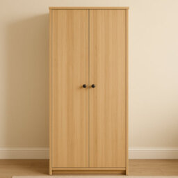 Home Treats 2 Door Wooden Wardrobe Pine Woodgrain Closet With 1 Shelf & Clothes Rail - thumbnail 5