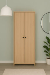 Home Treats 2 Door Wooden Wardrobe Pine Woodgrain Closet With 1 Shelf & Clothes Rail - thumbnail 9