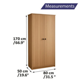 Home Treats 2 Door Wooden Wardrobe Pine Woodgrain Closet With 1 Shelf & Clothes Rail - thumbnail 4