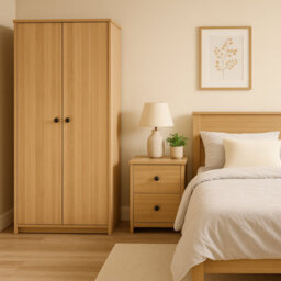 Home Treats 2 Door Wooden Wardrobe Pine Woodgrain Closet With 1 Shelf & Clothes Rail - thumbnail 8