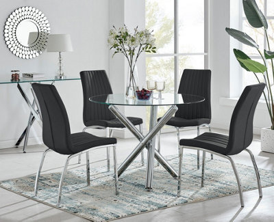 Furniturebox Uk Selina Round Dining Table And 4 Black Isco Chairs - image 1