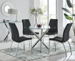 Furniturebox Uk Selina Round Dining Table And 4 Black Isco Chairs - thumbnail 1