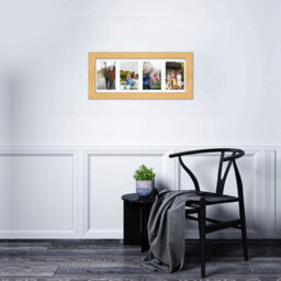 AK Frames 50X20Cm Light Oak Classic Multi Photo Frame With White Mount - Holds 4 Apertures (4X) 6X4 Photos - thumbnail 3