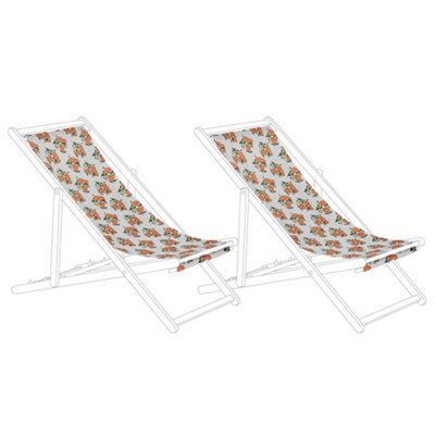 Beliani Set Of 2 Sun Lounger Replacement Fabrics Anzio/avellino 113 X 44 Cm Orange