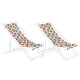 Beliani Set Of 2 Sun Lounger Replacement Fabrics Anzio/avellino 113 X 44 Cm Orange - thumbnail 1