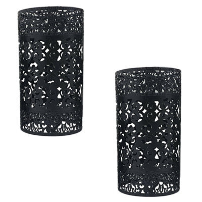 2 Pack Ceiling Black Pendant Light Shades Retro Style Drum Shaped Lamp Shades Metal Easy Fit Ceiling Pendant Light Shades - image 1