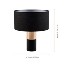 Teamson Home Modern Table Lamp With Black Shade And Touch Control, Black / Rose Gold Finish - 34.3 X 34.3 X 38.7 (Cm) - thumbnail 4