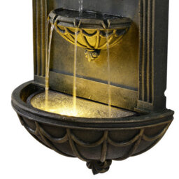 Teamson Home Fleur-De-Lis Wall-Mounted Water Fountain Warm Led, Black & Gold - thumbnail 7